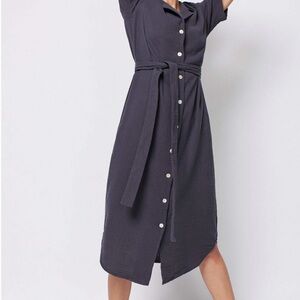 Faherty Nolita Cotton Gauze Dress in Washed Black/Charcoal - Size Extra Small XS
